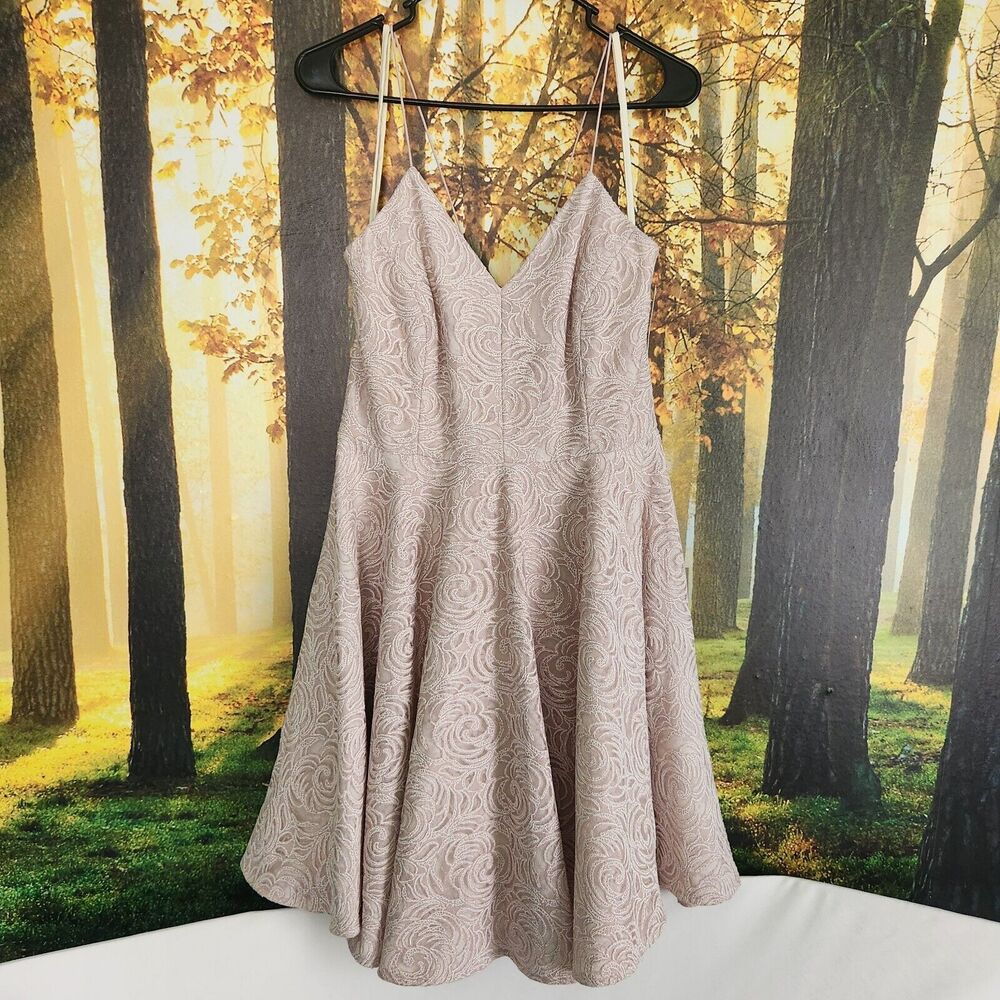 Gianni Bini Womens 10 Kimberly Knit Dress Formal Lined VNeck Spaghetti Pink